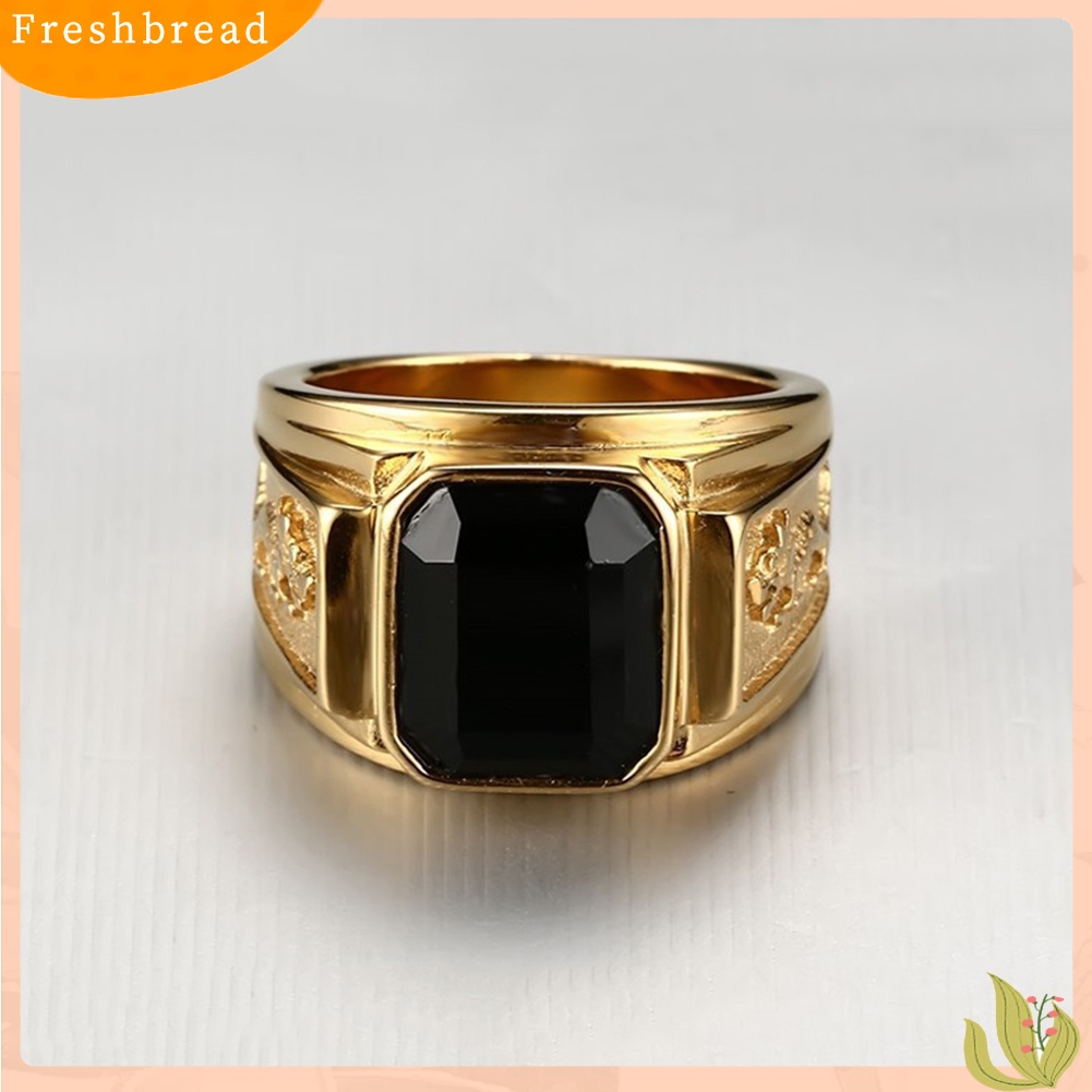 &lt; Freshbread &gt; Retro Naga Ukir Persegi Berlian Imitasi Tembaga Jari Cincin Pria Perhiasan Dekorasi Hadiah