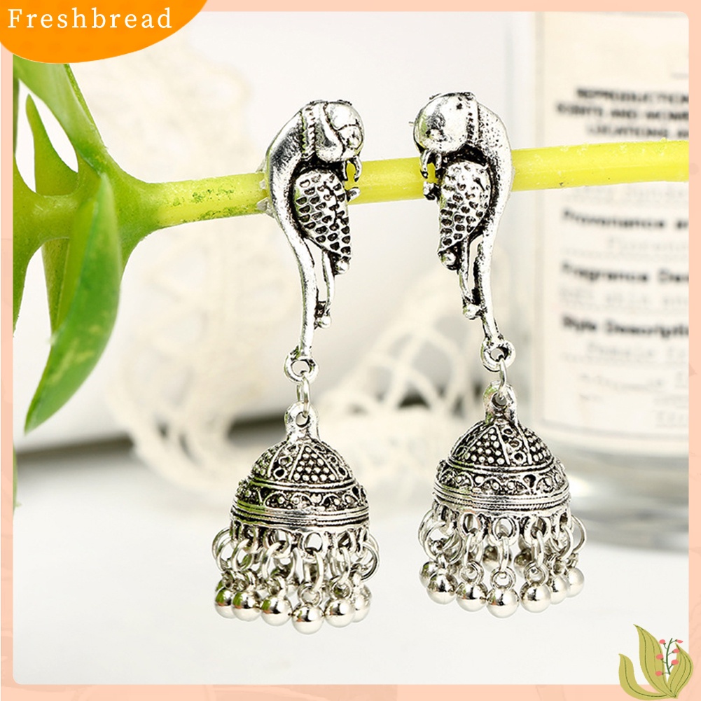 &lt; Freshbread &gt; Vintage Burung Merak Bulat Bola Menjuntai Drop Stud Anting Wanita Perhiasan Hadiah