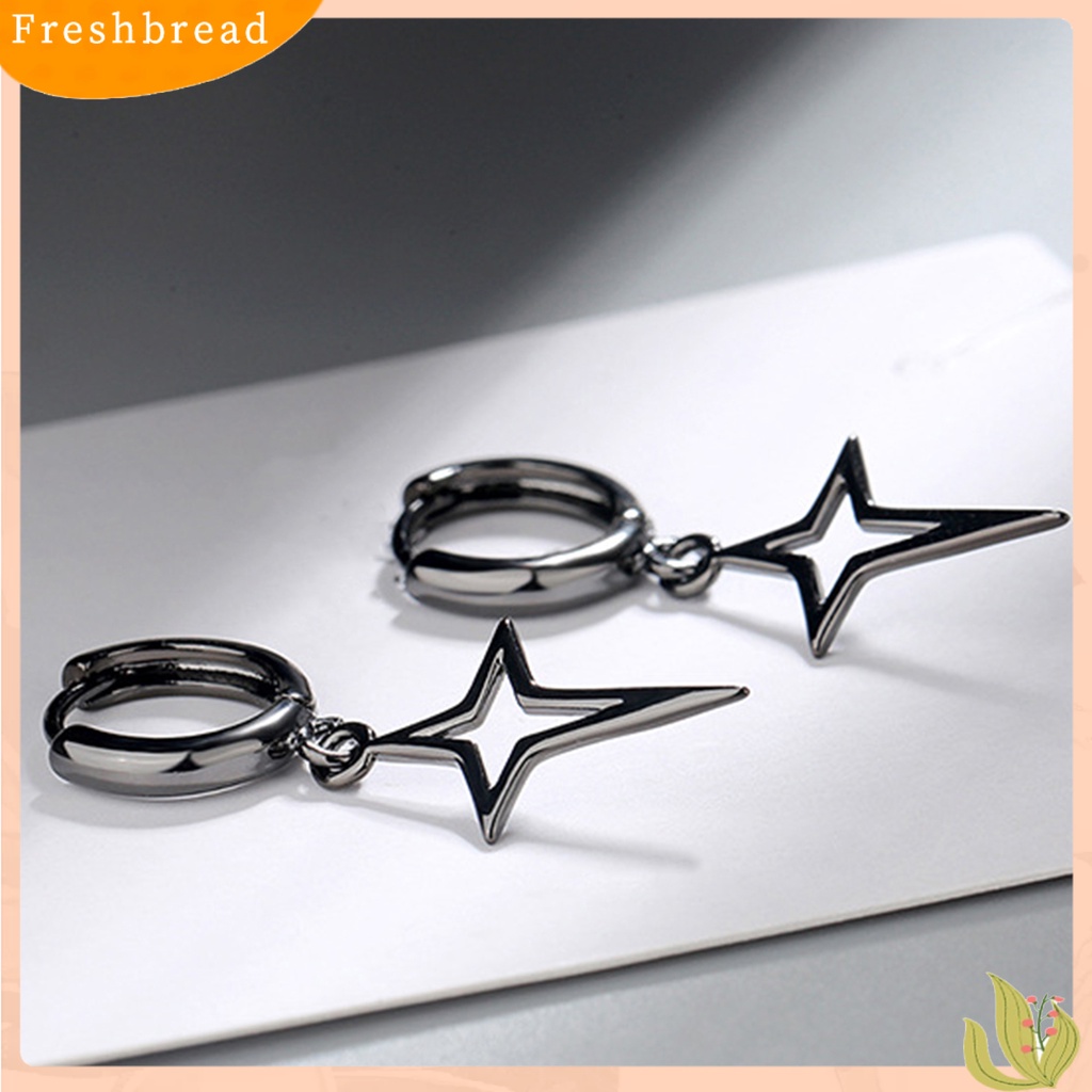 &lt; Freshbread &gt; 1pasang Anting Wanita Warna Solid Bentuk Bintang Hip-hop Anting Lady Drop Kokoh Untuk Pakaian Sehari-Hari