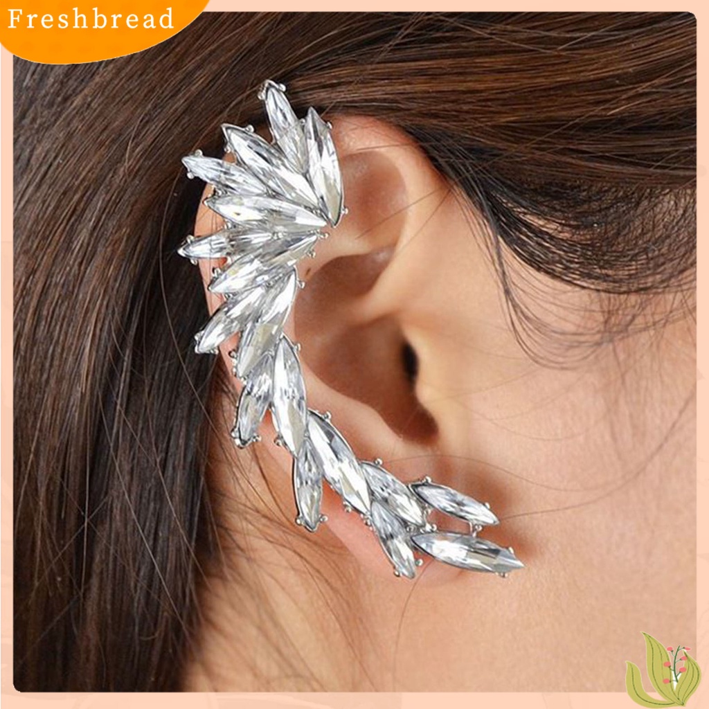 &lt; Freshbread &gt; 1Pc Klip Anting Boho Daun Berlian Imitasi Berlebihan Tahan Lama Berkilau Manset Telinga Untuk Pesta