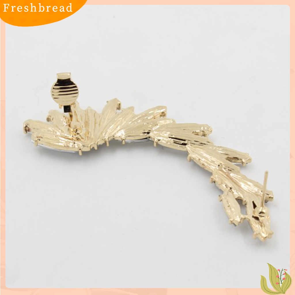 &lt; Freshbread &gt; 1Pc Klip Anting Boho Daun Berlian Imitasi Berlebihan Tahan Lama Berkilau Manset Telinga Untuk Pesta