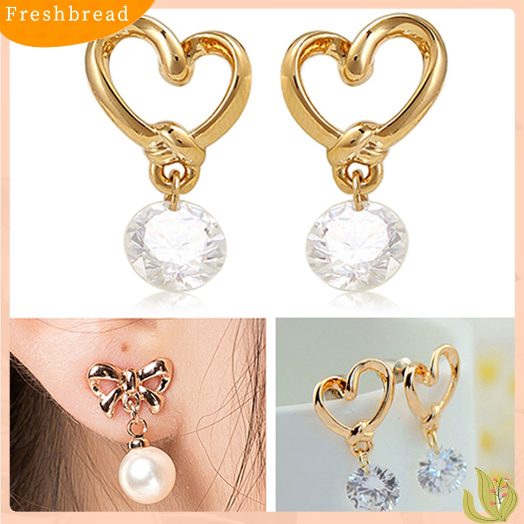 &lt; Freshbread &gt; Anting Ikatan Simpul Desain Mutiara Imitasi Perhiasan Alloy Yang Indah Hadiah Ear Stud Untuk Pesta