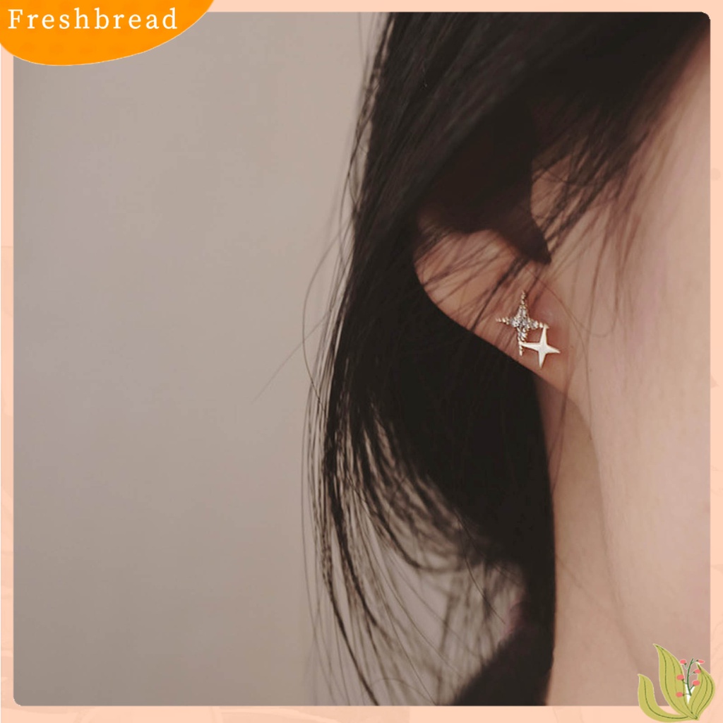 &lt; Freshbread &gt; 1pasang Anting Tusuk Bintang Perhiasan Berlian Imitasi Halus Gaya Korea Ear Studs Untuk Pakaian Sehari-Hari