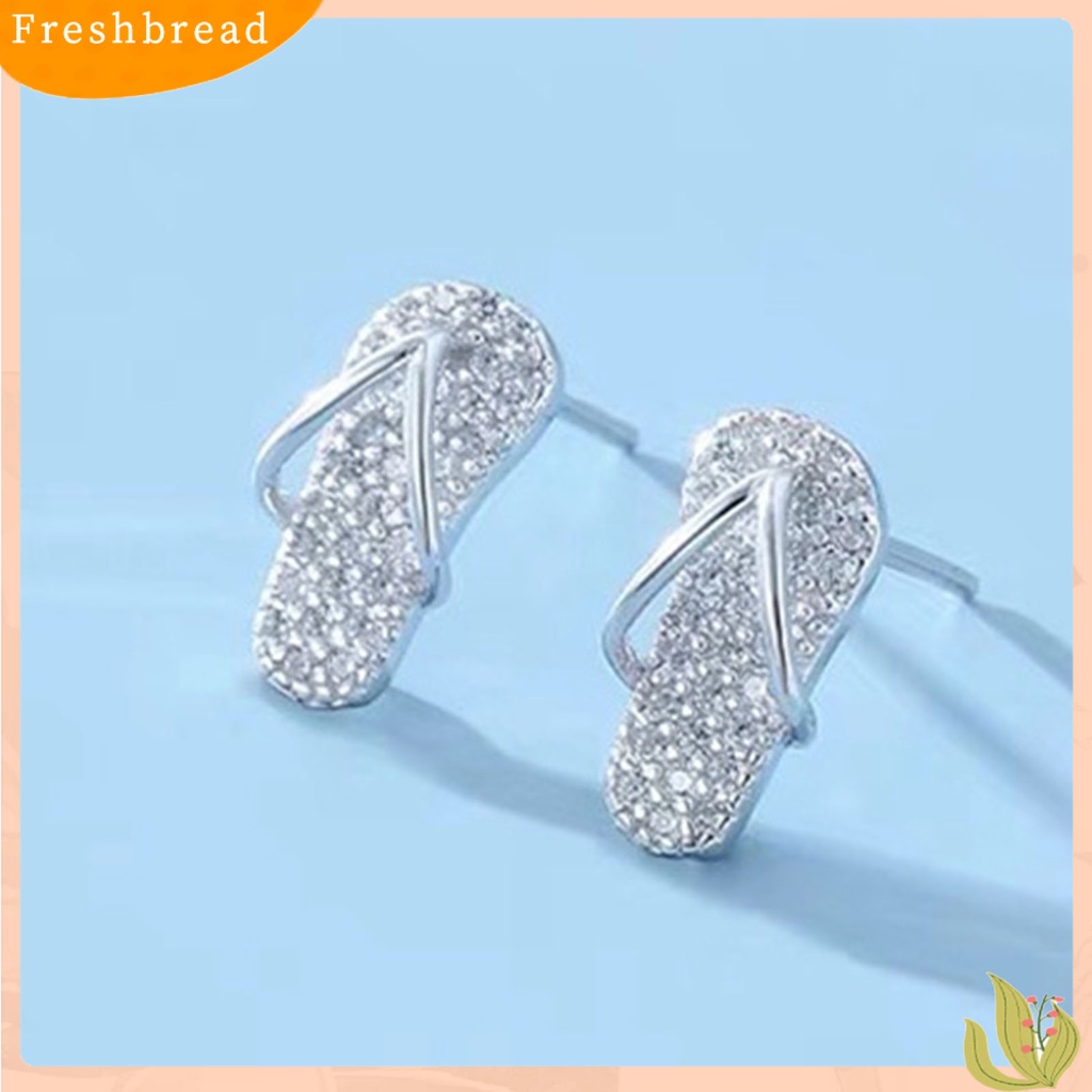 &lt; Freshbread &gt; Anting Kreatif Gaya Alloy Lucu Berbentuk Slipper Women Ear Studs Untuk Wanita