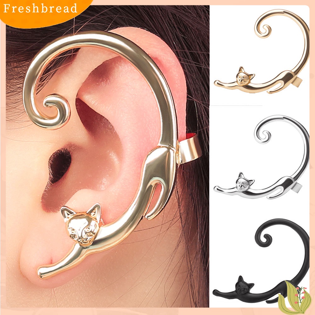 &lt; Freshbread &gt; 1Pc Fashion Wanita Kartun Kucing Anting Tindik Telinga Manset Bungkus Perhiasan Pesta