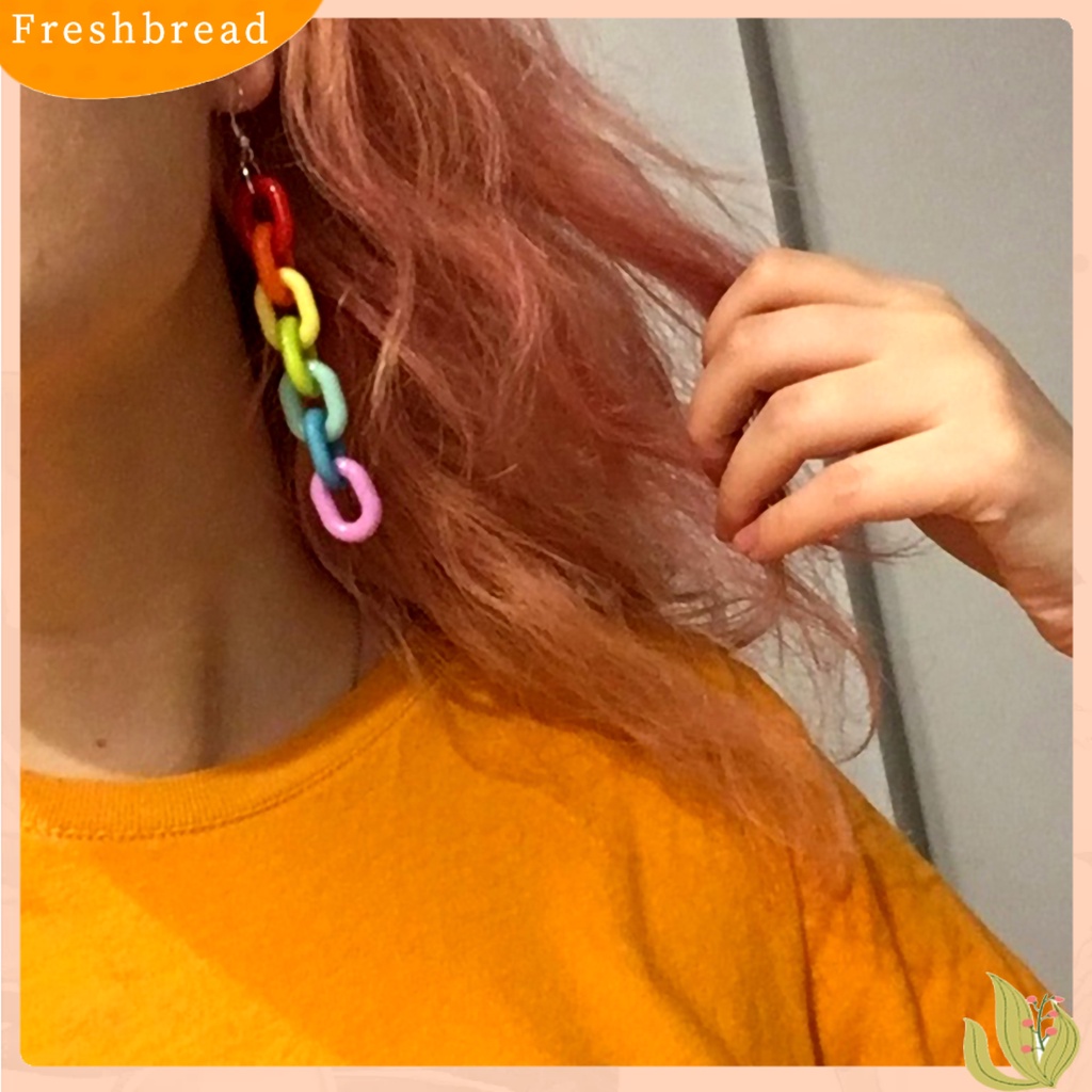 &lt; Freshbread &gt; Ear Hook Warna Permen Kreatif Akrilik Panjang Menjuntai Liontin Telinga Gaya Untuk Pesta