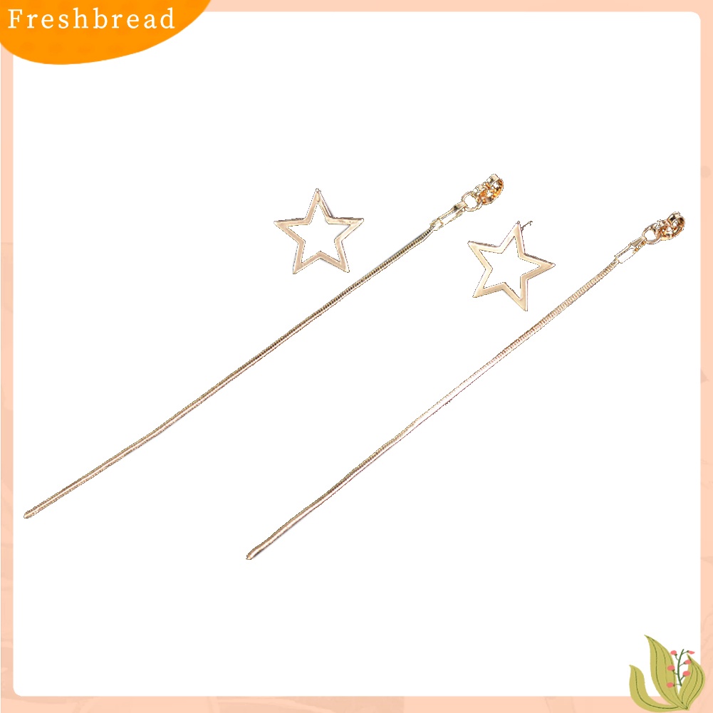 &lt; Freshbread &gt; Gadis Lucu Bintang Berujung Lima Menjuntai Anting-Anting Panjang Linear Telinga Rings Drop Jewelry