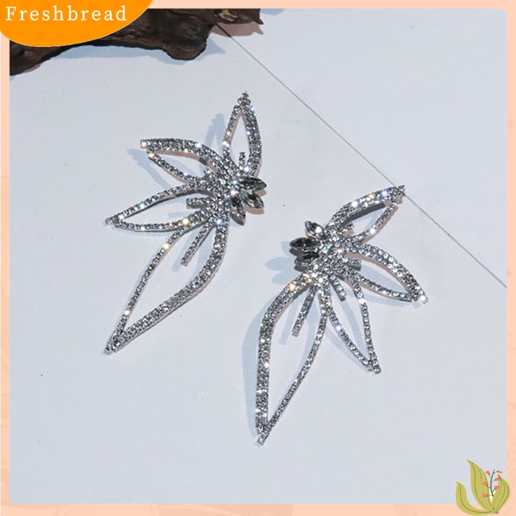 &lt; Freshbread &gt; 1pasang Anting Pejantan Berlebihan Desain Bunga Berlian Imitasi Gaya Eropa Amerika Anting Pernyataan Aksesoris Pernikahan