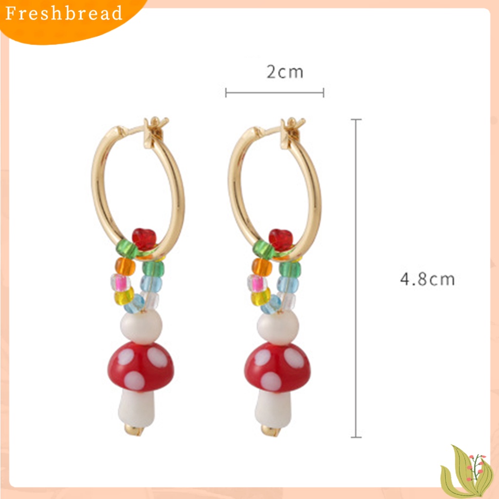 &lt; Freshbread &gt; 1pasang Anting Wanita Jamur Faux Glaze Alloy Gaya Korea Anting Menjuntai Warna-Warni Untuk Pakaian Sehari-Hari