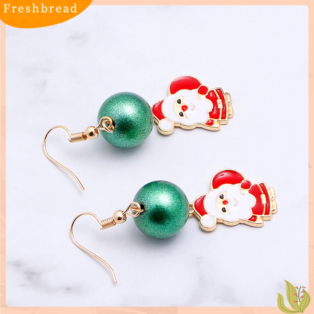 &lt; Freshbread &gt; 1pasang Anting Kait Santa Claus Lucu Wanita Kartun Hewan Menjuntai Anting Untuk Natal