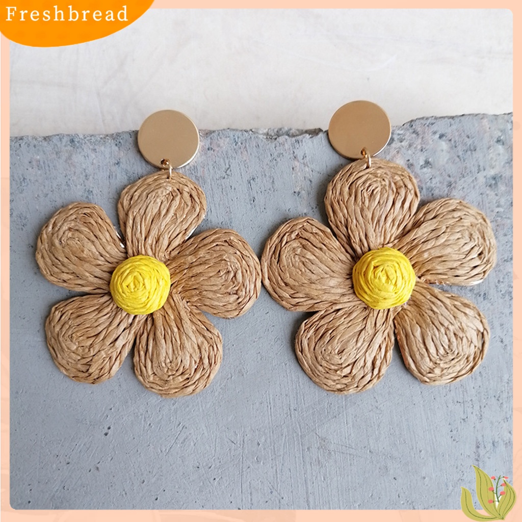 &lt; Freshbread &gt; 1pasang Anting Wanita Bunga Warna Cerah Perhiasan Gaya Liburan Floral Drop Earrings Untuk Liburan