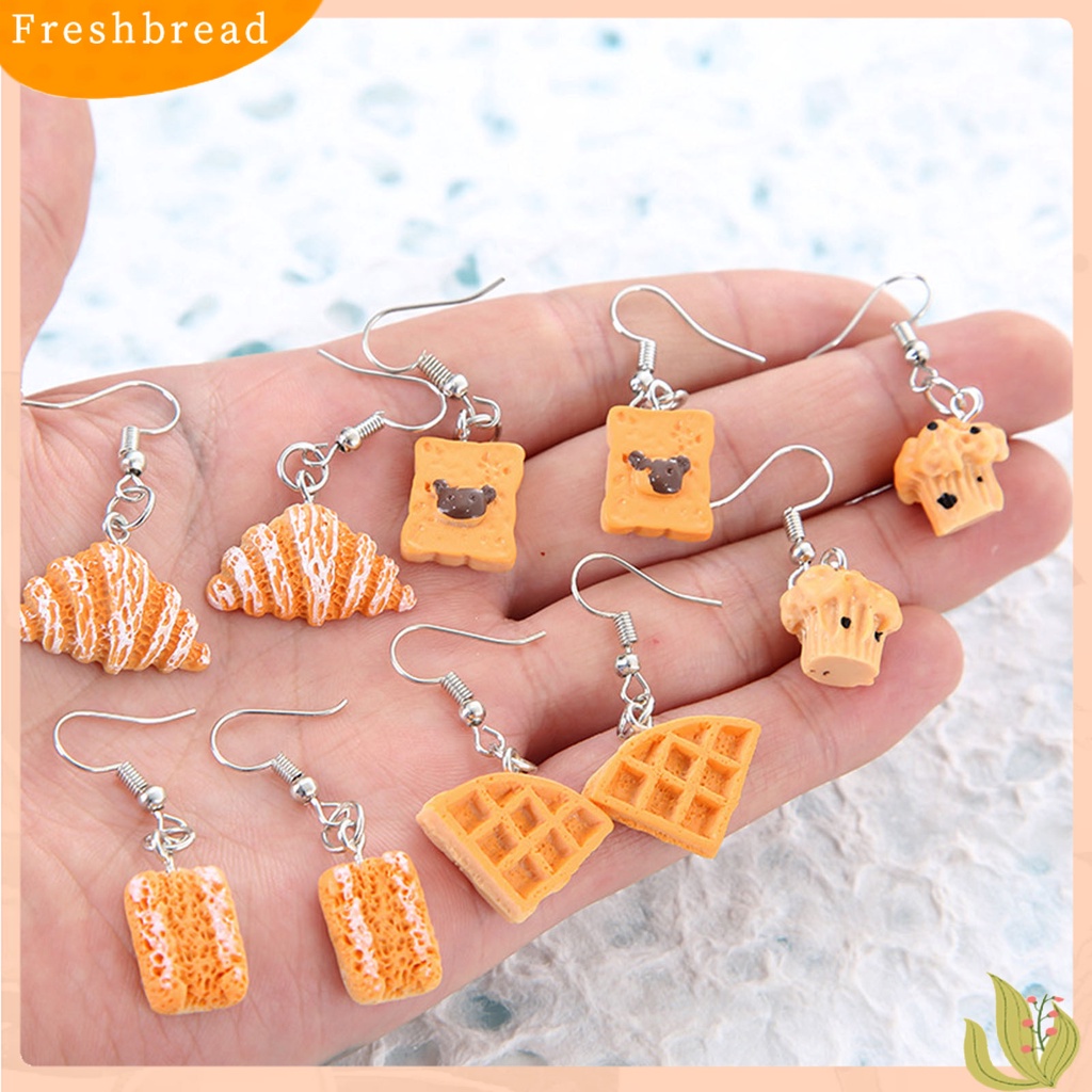 &lt; Freshbread &gt; 1pasang Anting Drop Roti Lucu Perhiasan Tahan Lama Cerah Luster Hook Earrings Untuk Pakaian Sehari-Hari