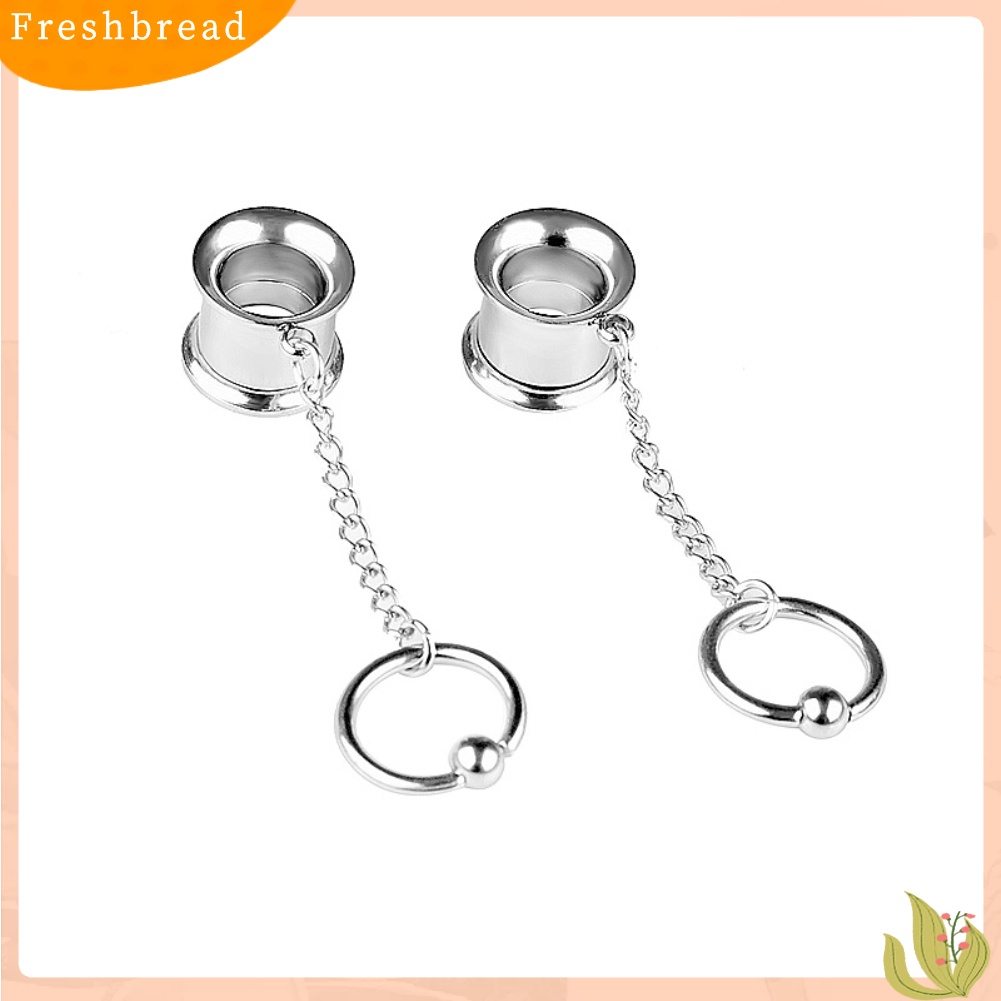 &lt; Freshbread &gt; 1Pc Wanita Cincin Rumbai Menjuntai Double Flare Ear Plug Tandu Piercing Perhiasan