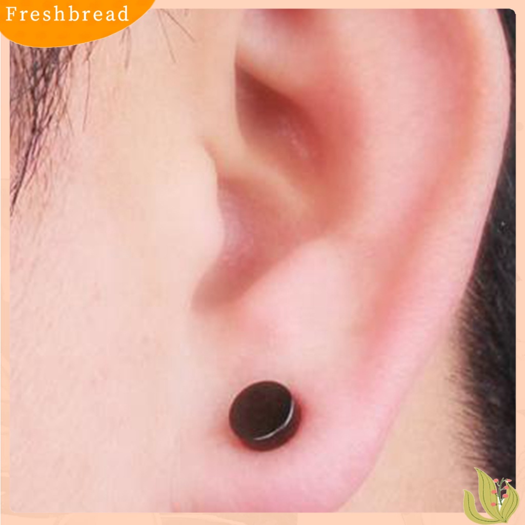 &lt; Freshbread &gt; 1pasang Tindik Bentuk Halter Pria Anting Ramah Kulit Electroplating Punk Ear Studs Perhiasan Bergaya