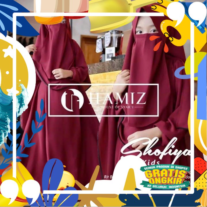 [Bisa COD] Gamis Syari Anak Shofiya Syari Kids Gamis Syari Anak Wanita Free Jilbab dan Cadar/ kopel 