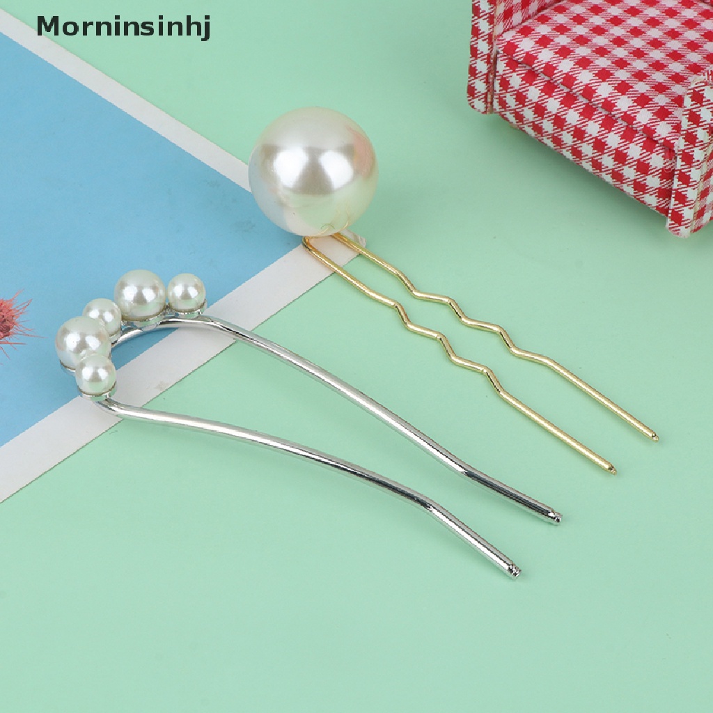 Mornin Fashion Stik Rambut Mutiara Logam Untuk Wanita Shell Hair Clip Pins Bentuk U Hairclip id