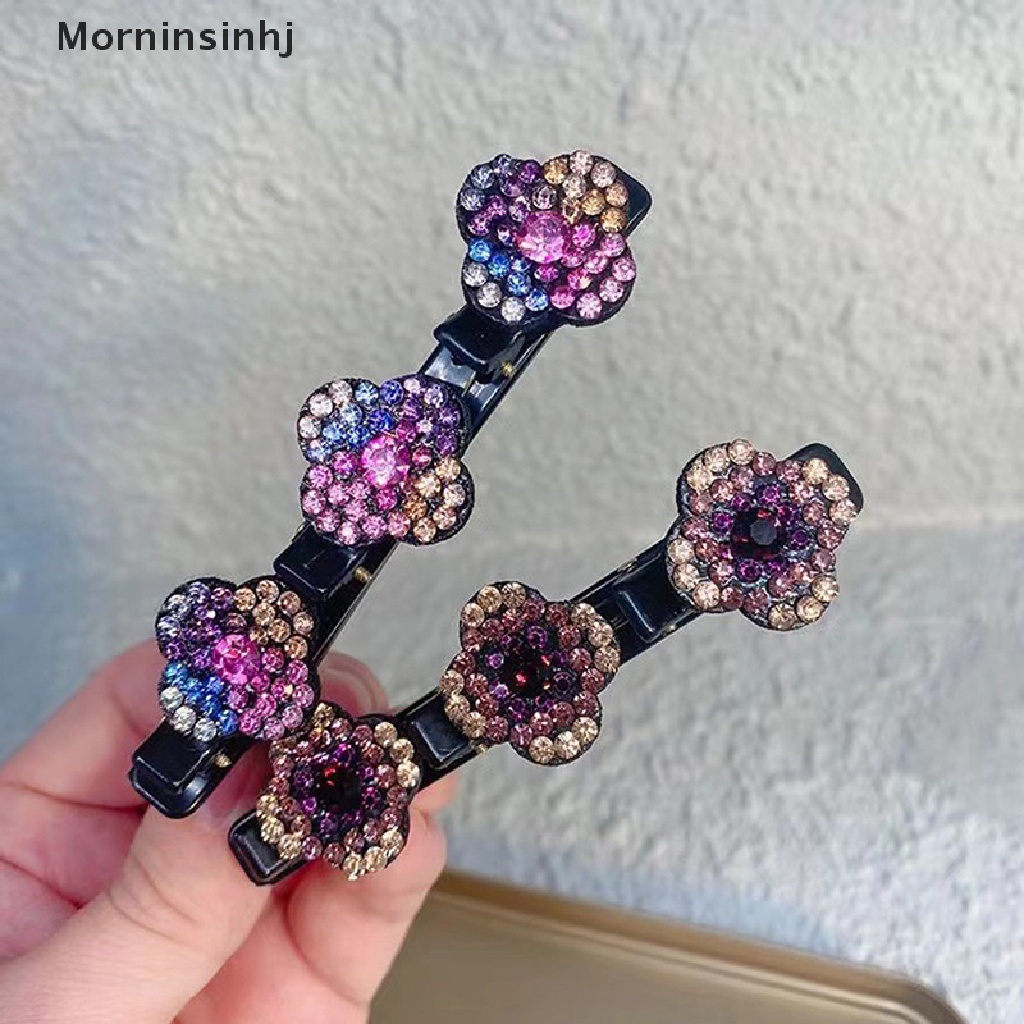 Mornin 1Pc Jepit Rambut Kepang Batu Kristal Berkilau Dengan Hiasan Berlian Imitasi Hair Clips id