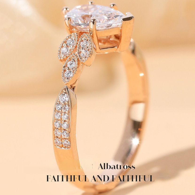 Goldkingdom Aksesoris Perhiasan Fashion Ready Stock Mosan Berlian Cincin Tetes Berbentuk Pir Albatros Perempuan Cincin