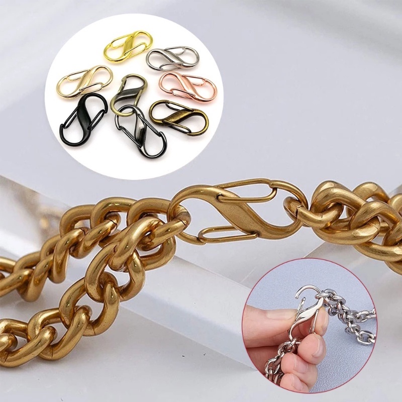 S Type Shape Adjustable Metal Buckle/Kaitan Rantai Gesper Ganda Klip Logam Kecil Untuk Extender Aksesoris Panjang Rantai Tas