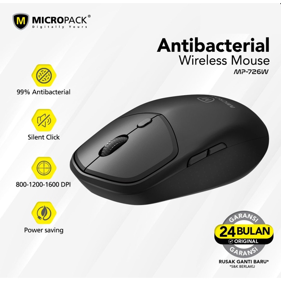 Micropack Mouse Wireless AntiBacterial Silent Click  MP726W