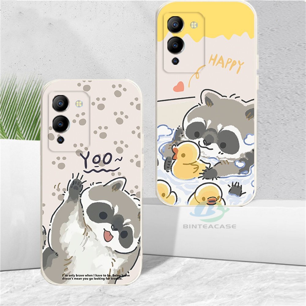 Vivo Y02 V25 V25E Y16 Y35 Y33S Y21T Y21S Y33S Y91C Y1S Y11 Y12 Y15 Y17 Y12S Y12A Y15S Y15A Y51 Little Raccoon Soft Silicone Phone Case Cover Binteacase