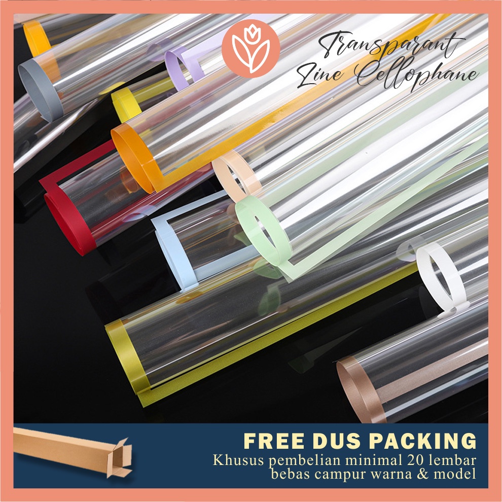 

TULIP PAPERIE ❤ KERTAS BUKET BUNGA OPP TRANSPARAN BENING LIST WARNA CELLOPHANE FLOWER WRAPPING PAPER