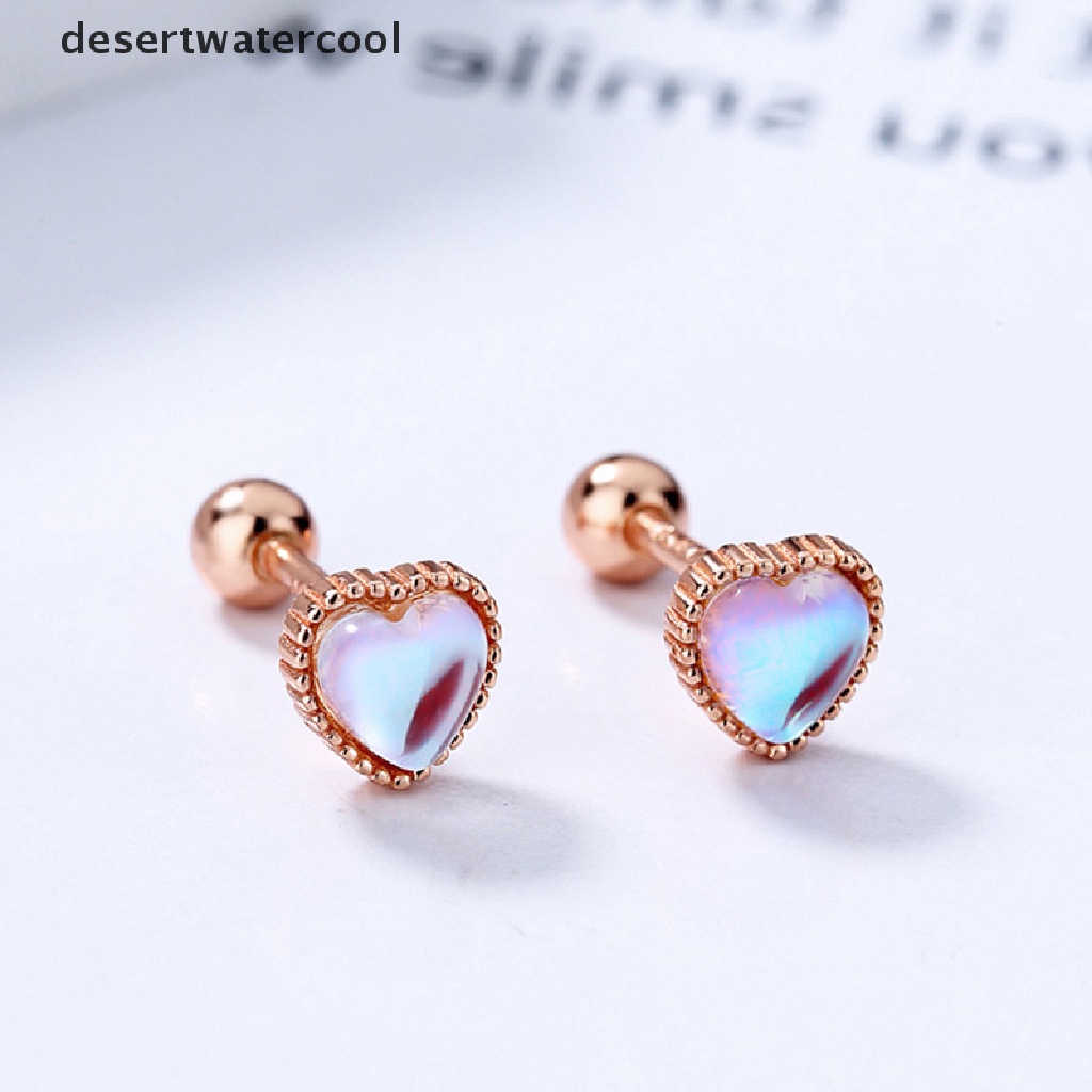 Deid 1pasang925 Sterling Silver Fashion Romantis Warna-Warni Jantung Sekrup Stud Anting-Anting Untuk Wanita Pesta Pernikahan Perhiasan Halus Hadiah Perempuan Pendientes Martijn