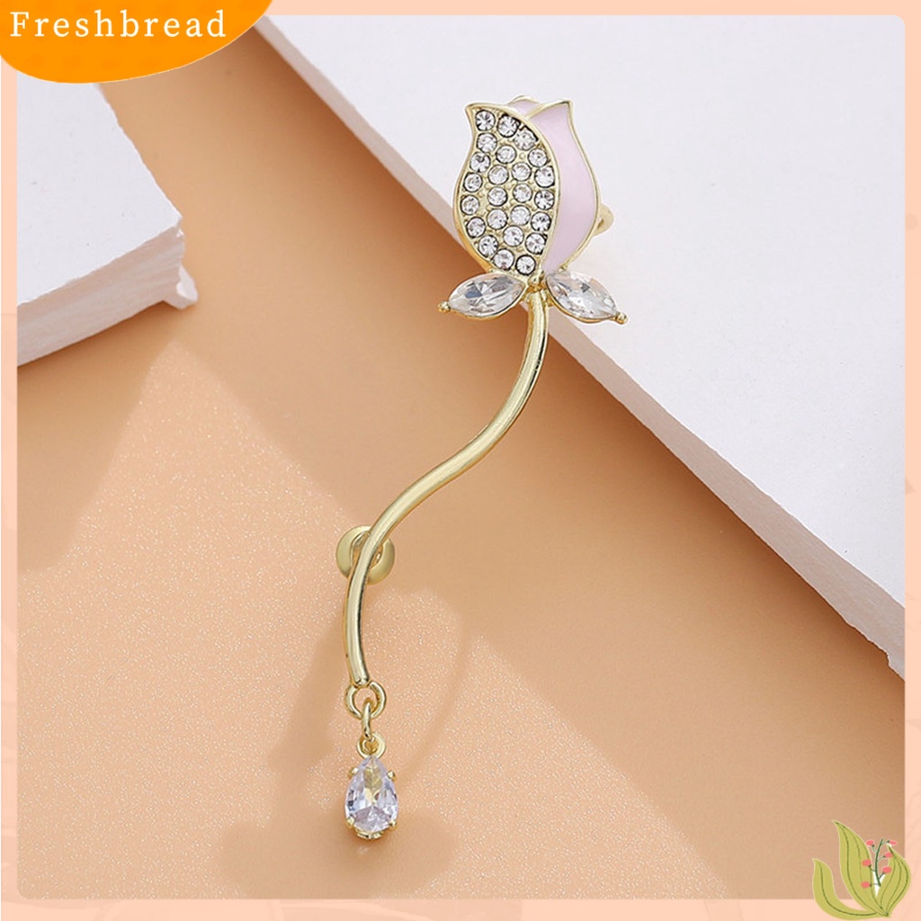 {In Stock} 1Pc Klip Telinga Retro Irregular Shiny Berlian Imitasi Hias Non Piercing Hadiah Hias Bunga Tulip Klip Anting Perhiasan Trendi Untuk Pesta