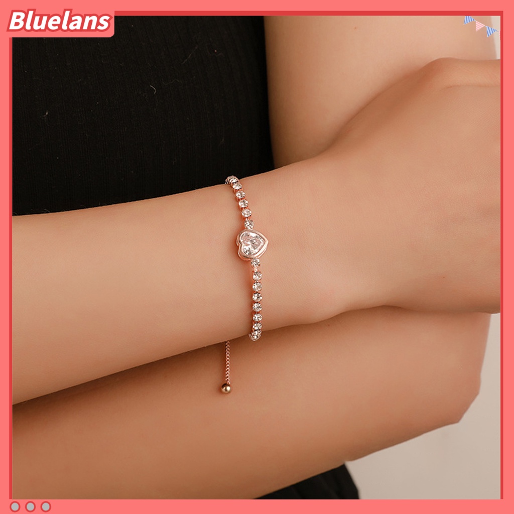 {In Stock} Gelang Wanita Hati Cubic Zirconia Perhiasan Bersinar Gaya Korea Bangle Untuk Pesta