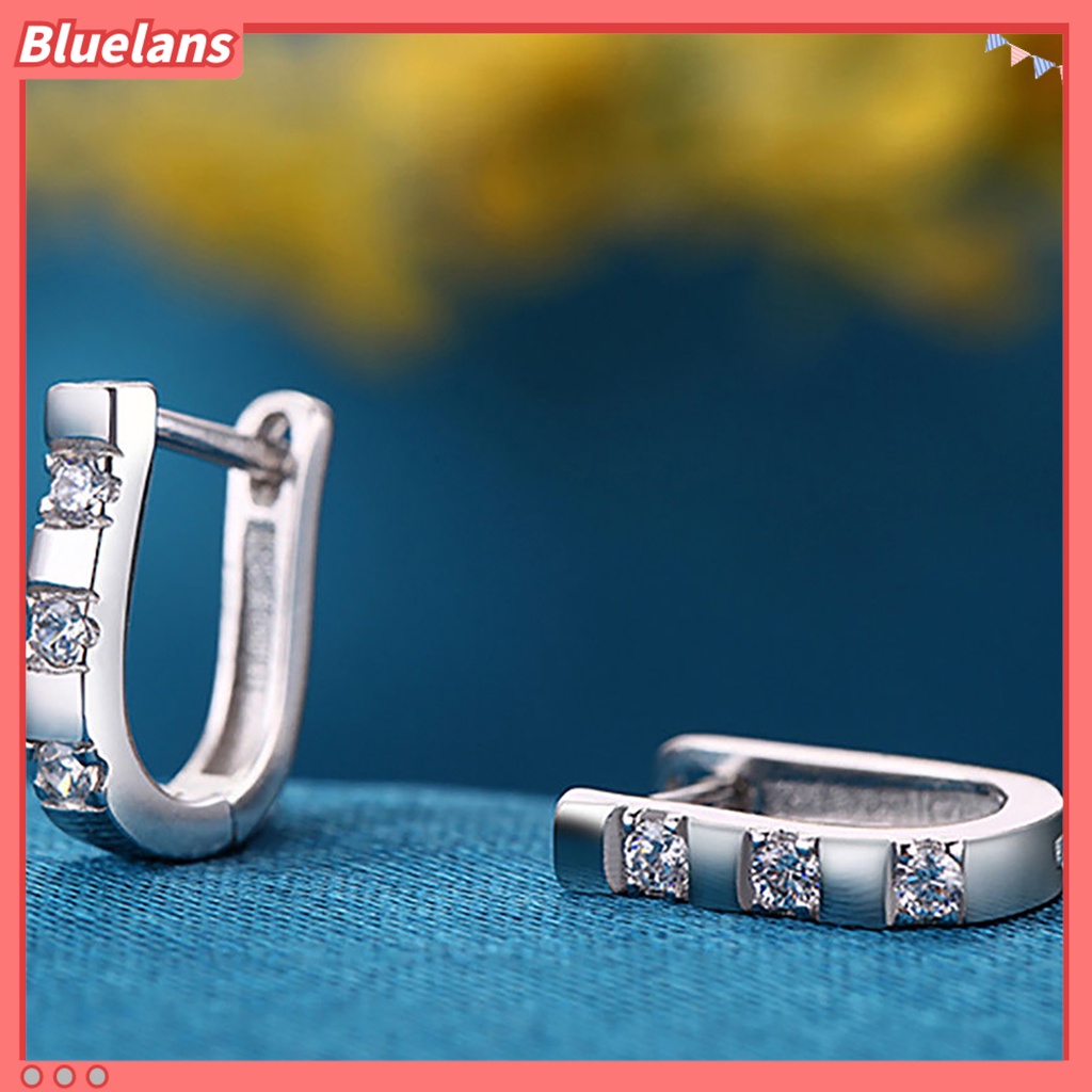 {In Stock} 1pasang Fashion U-Shape Cubic Zircon Hias Wanita Pesona Perhiasan Pesta Anting Tindik