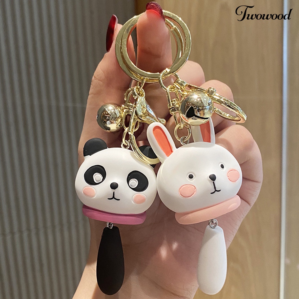 Twowood Kartun Gantungan Kunci Indah Kelinci Beruang Kitten Puppy Panda Boneka Hiasan Gantung Kerajinan Resin Hewan Gantungan Kunci Ransel Liontin Aksesoris Hadiah Pasangan