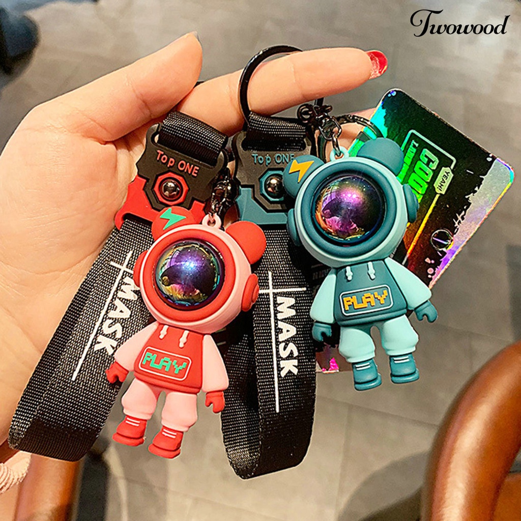 Twowood Gantungan Kunci Handmade DIY Jumbai Anti Jatuh PVC Lucu Warna-Warni Beruang Ransel Liontin Perhiasan Aksesoris