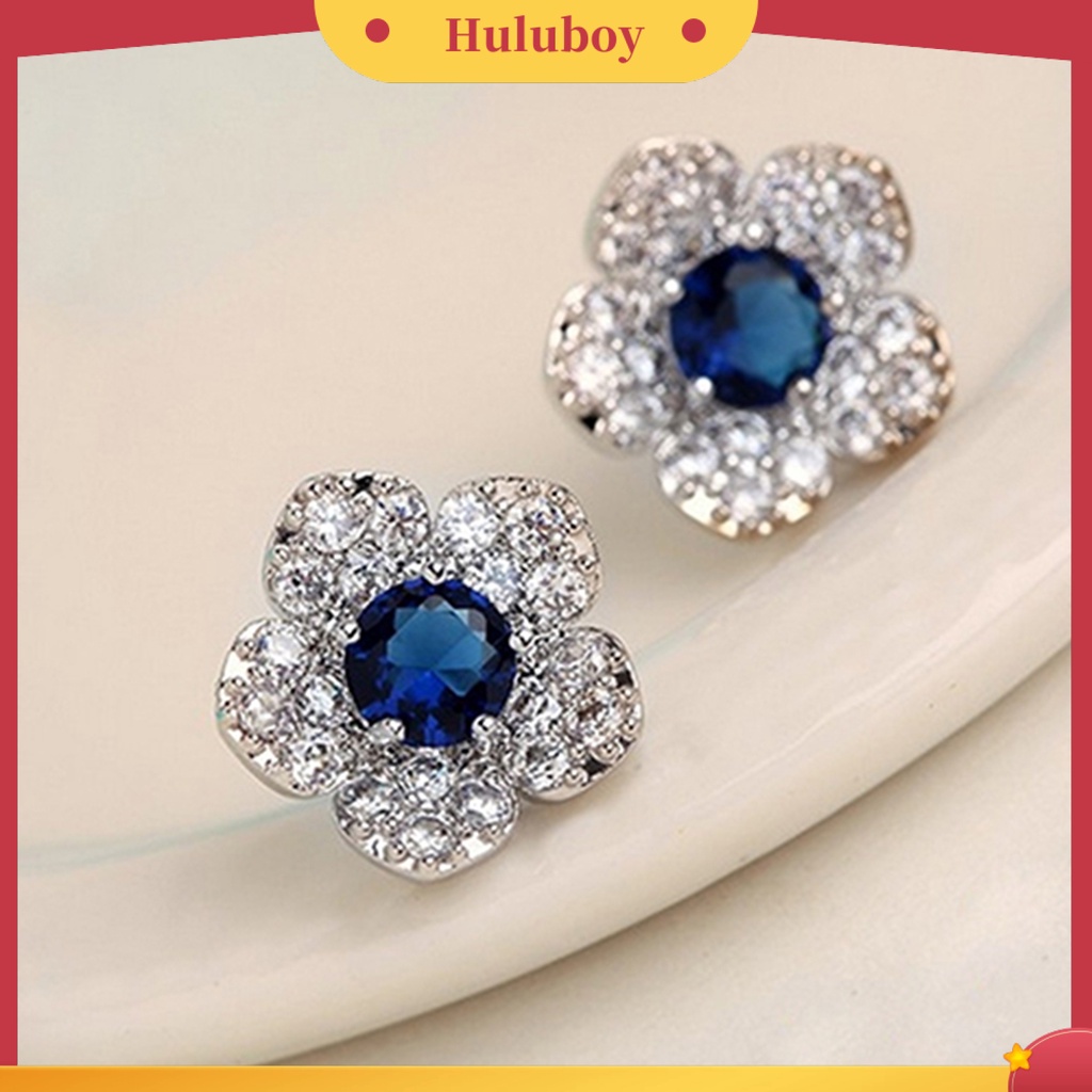 {Ready Stock} Anting Tusuk Bentuk Bunga Desain Alloy Menawan Berlian Imitasi Hias Ear Studs Untuk Wanita