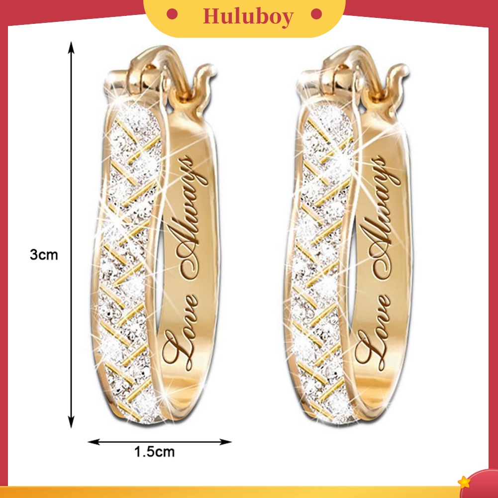 {Ready Stock} Wanita Fashion Kristal Imitasi Cubic Zirconia Alloy Hoop Earrings Pesta Perhiasan Hadiah