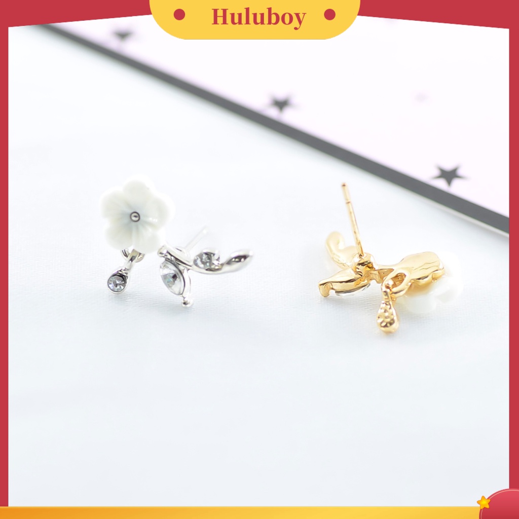 {Ready Stock} Anting Bentuk Daun Bunga Desain Cantik Alloy Hias Berlian Imitasi Ear Stud Untuk Kehidupan Sehari-Hari