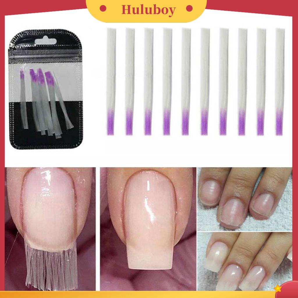 {In Stock} 10Pcs Serat Ekstensi Kuku Fleksibel Nail Art Fiber Quick Extension Glass Gel Sticker Untuk Salon Kuku