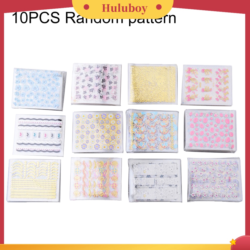 {In Stock} 10lembar Stiker Nail Art Bunga Fashion DIY Decal Gaya Campur Manicure Decor