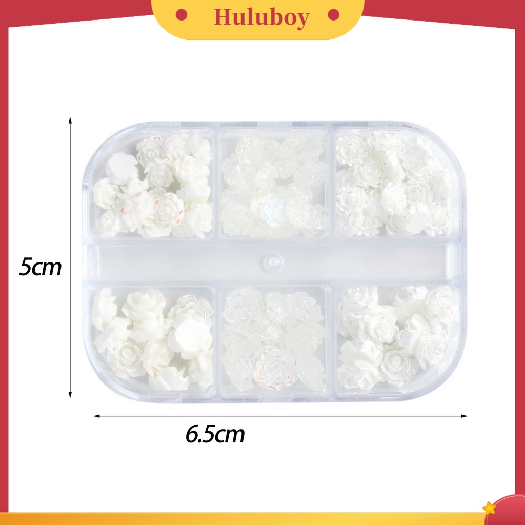 {In Stock} 1kotak Hiasan Kuku Tampilan Realistis Efek Visual Mengkilap Bentuk Kreatif Mudah Diterapkan 6kisi Camelia Pesona Kuku Palsu Manicure Decor Perlengkapan Kuku