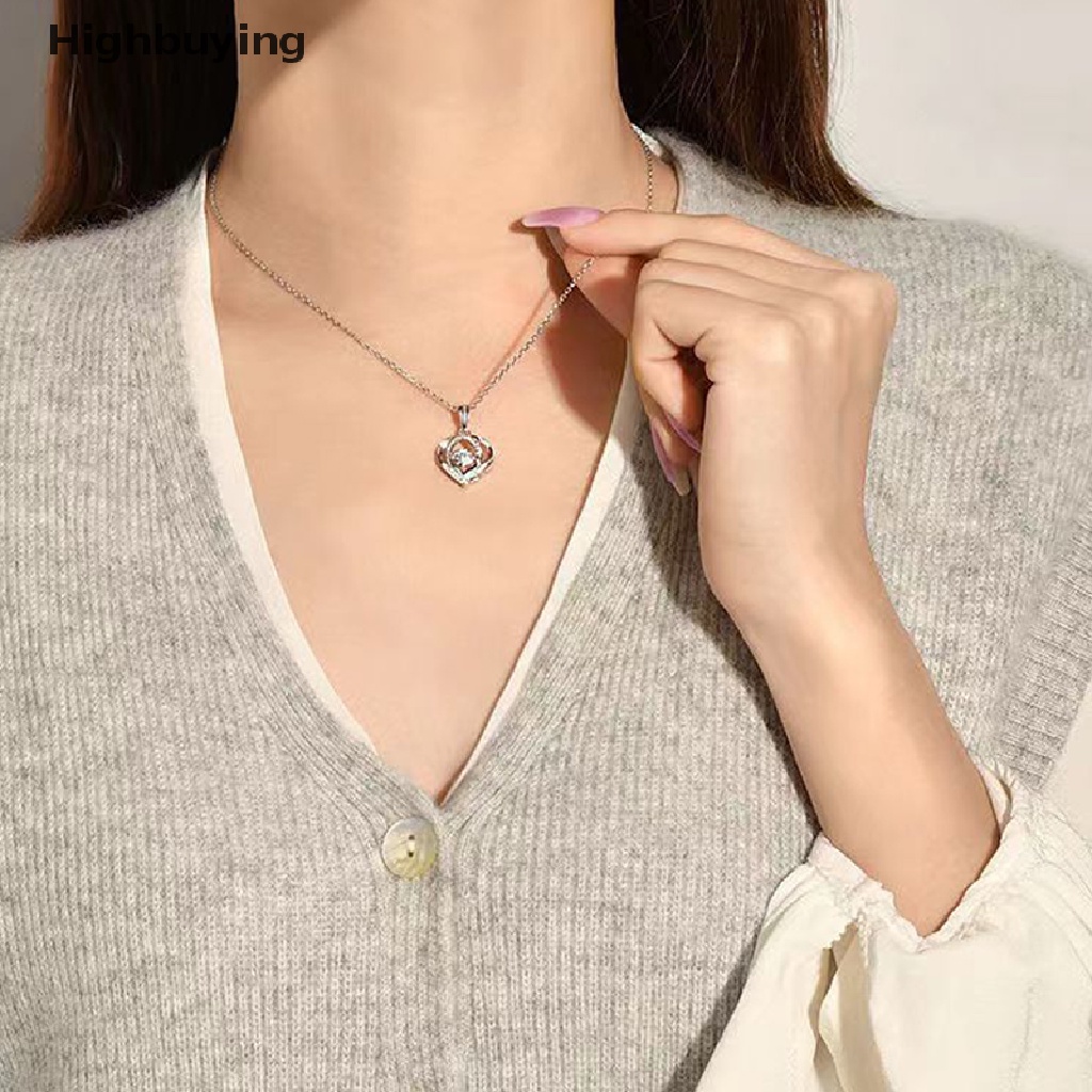 Hbid Wanita Kalung Kristal Biru Hati Kalung Liontin Klavikula Rantai Perhiasan Hadiah Glory