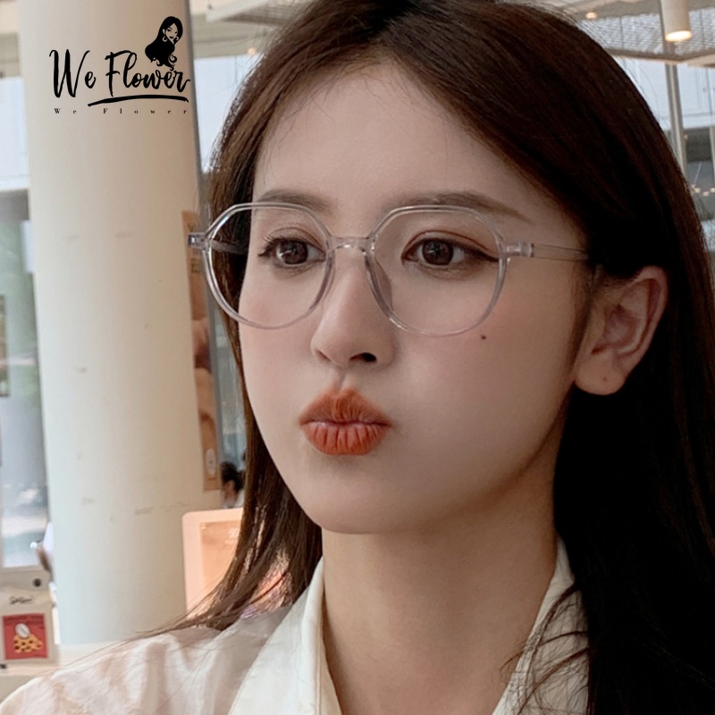 We Flower Chic Lensa Bening Kacamata Bingkai Persegi Untuk Wanita Pria Fashion Blue Light Blocking Eyewear Outdoor Fashion Glasses