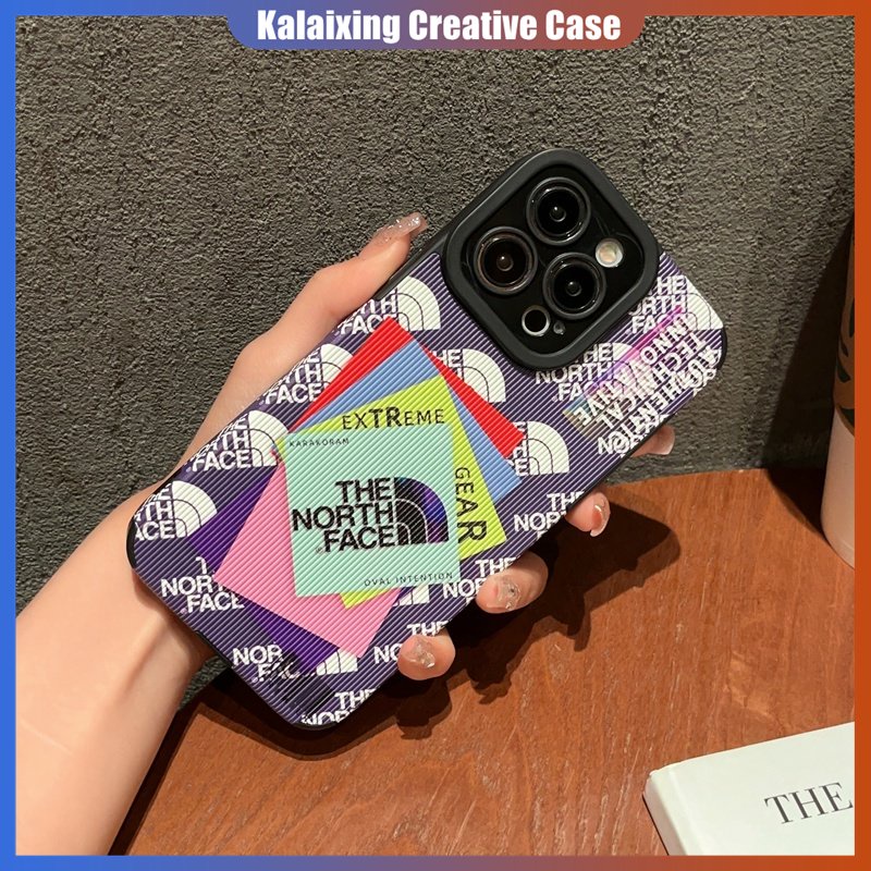 The North Face Label Casing Handphone Bahan Kulit Untuk iPhone 14 Pro Max13 12 Pro Max XR Xs Max7 8 Plus Soft Case Bermata Lurus Dengan Perlindungan Lensa