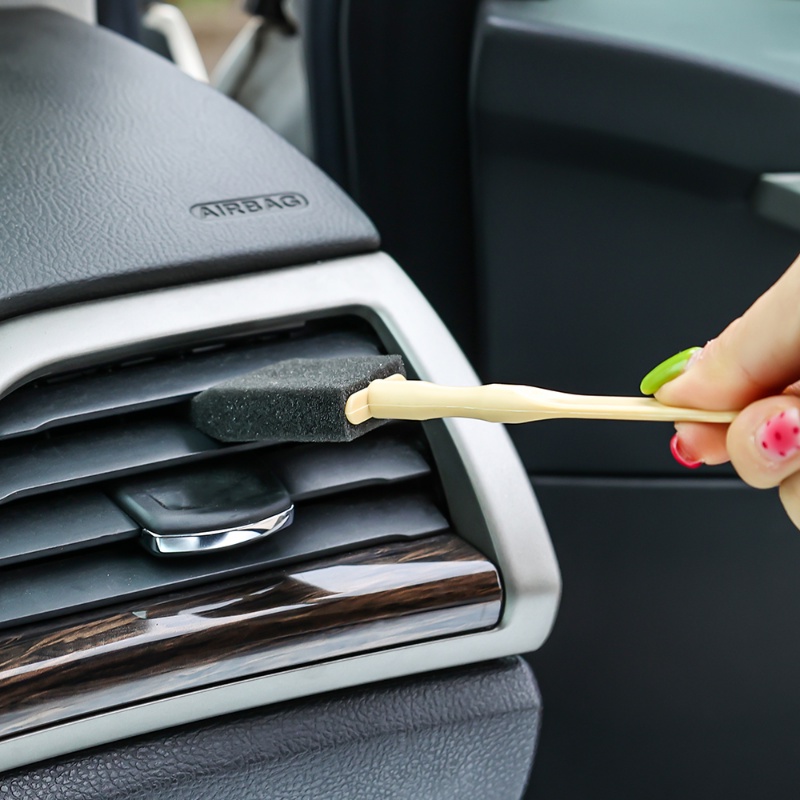 1pc Sikat Spons Ac Mobil Mini Air Outlet Kepala Spons Lembut Penghilang Debu Pembersih Detailing Brush Auto Interior Aksesoris