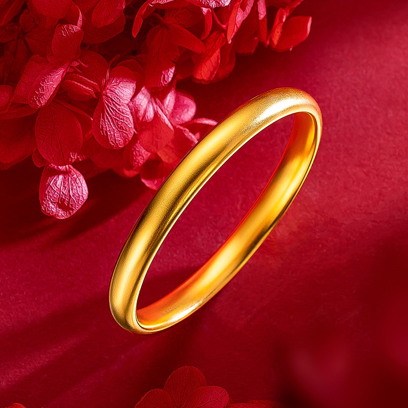 Goldkingdom Perhiasan Fashion 24K Bangkok Aksesoris Ready Stock Superb Premium Gelang Cincin Polos Retro Wajah Polos 7mm Heritage Bracelet