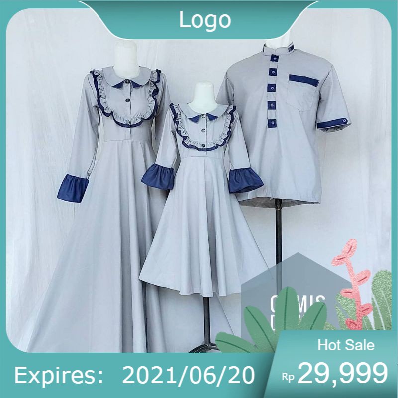 GAMIS KATUN TOYOBO SARIMBIT WARNA ABU ABU