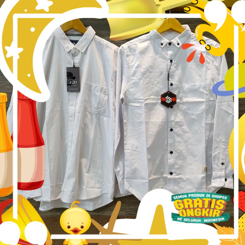 Kemeja Pria Putih Polos Lengan Panjang Original, Kemeja Pria Distro, Kemeja Pria Basic, Kemeja Pria 