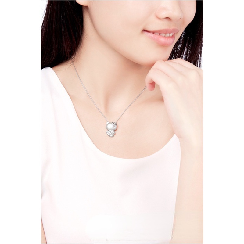 Goldkingdom Aksesoris Perhiasan Fashion Ready Stock Perak Disepuh Kitty Kucing Liontin Korea Retro Kalung