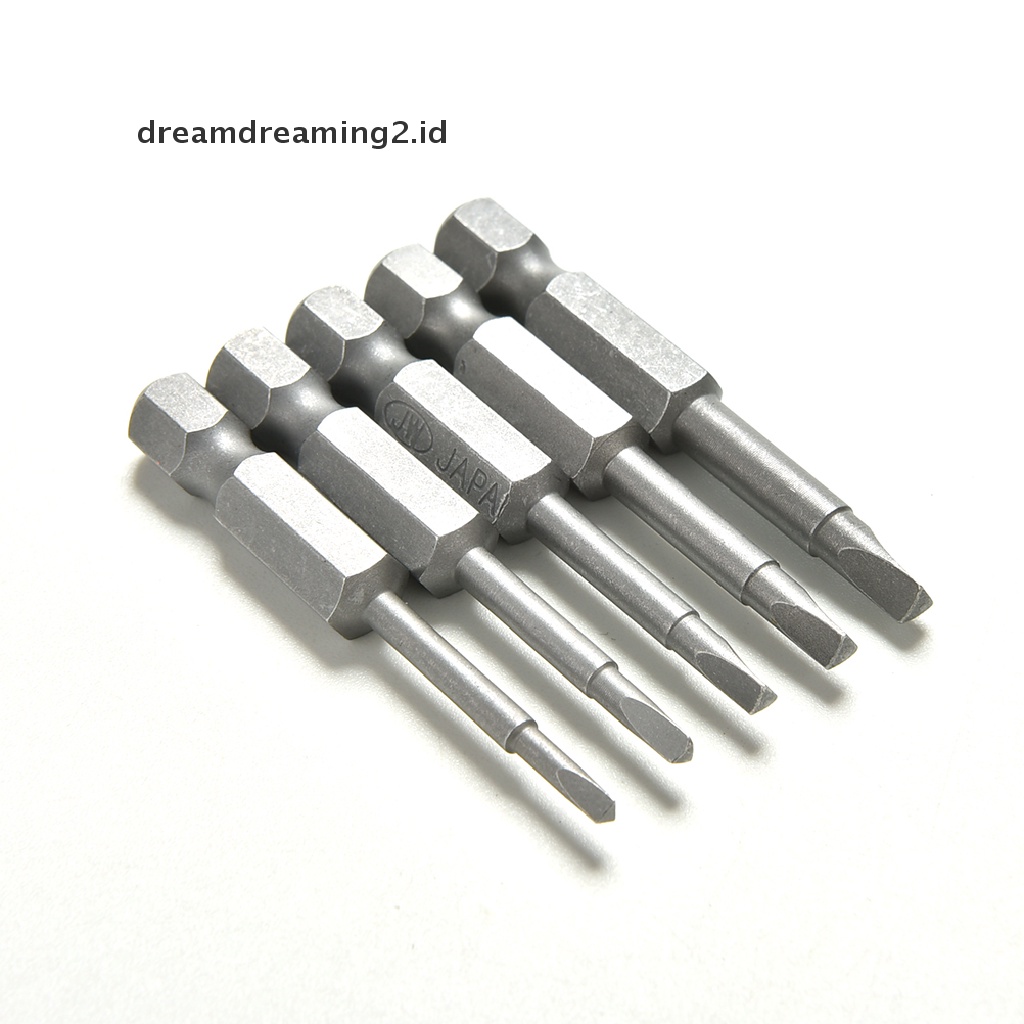 (hot) 5pcs/set Mata Obeng Kepala Segitiga Magnetik S2 Baja1Per4 Hex Shank 50mm//