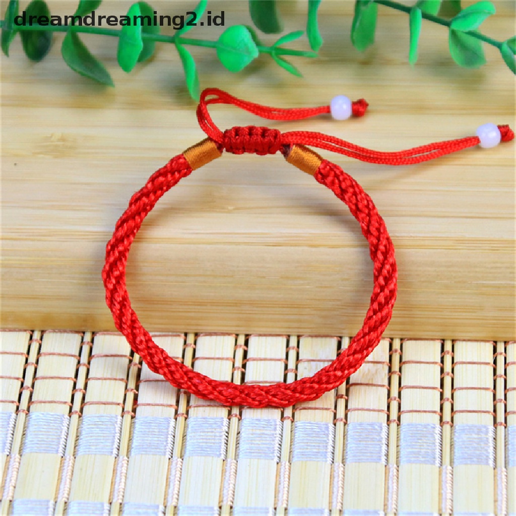 (hot) Wanita Beruntung Buatan Tangan Dikepang Pasangan Braclet Adjustable Beruntung Gelang Tali Merah//