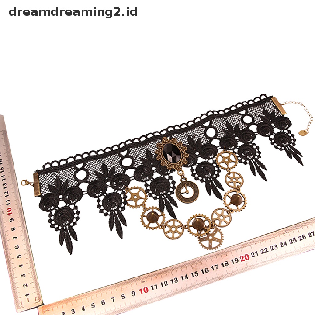 (hot) Vintage Lace Gothic Steampunk Collar Choker Liontin Kalung Pesona Perhiasan Hadiah//