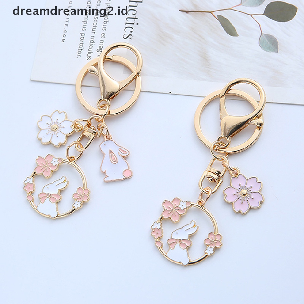 (hot) Kartun Sakura Kelinci Gantungan Kunci Kucing Liontin Ransel Keyring Best Friend Ch C//